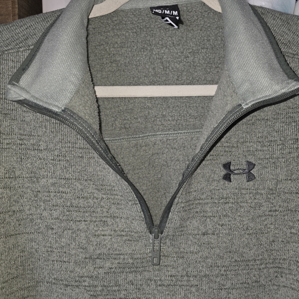 Under Armour Men's Expanse Specialist 1/4 Zip Pullover Green Med Sleeve Pocket - Picture 3 of 10
